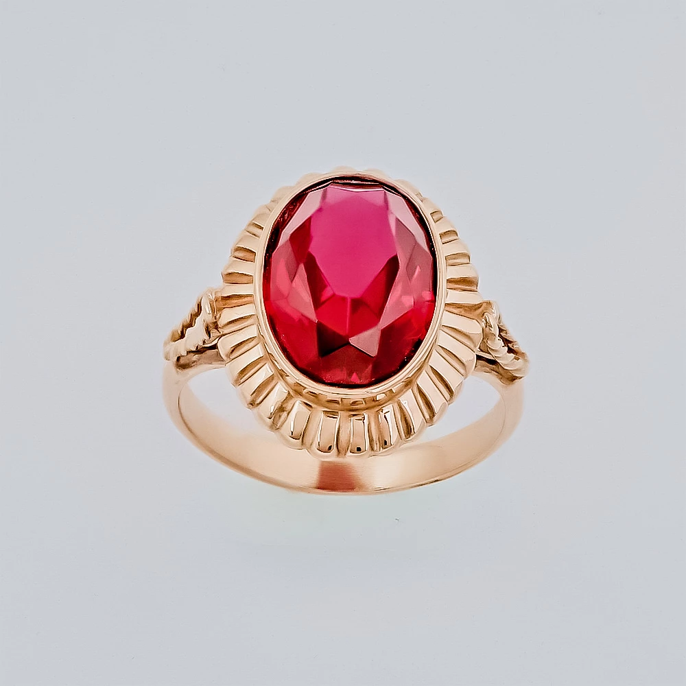 Кольцо с рубином синтетическим из красного золота 583 пробы 1
