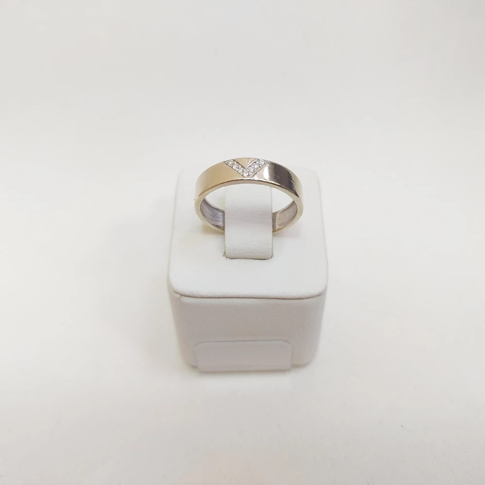 Кольцо обручальное с бриллиантом из белого золота 585 пробы 1