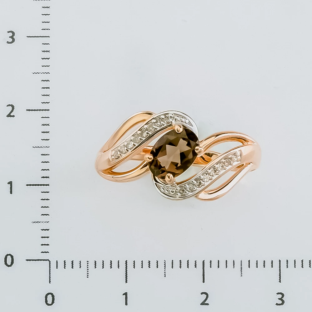 Кольцо с раух-топазом из красного золота 585 пробы 2