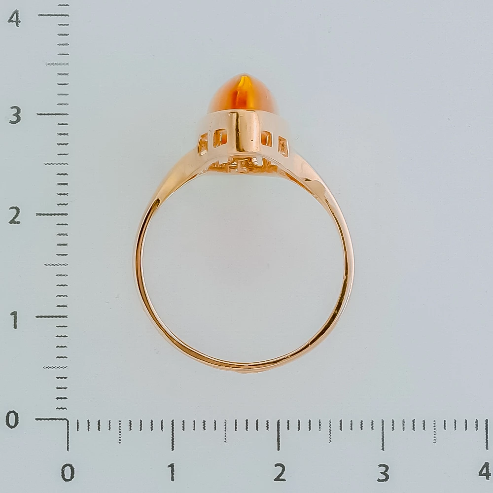 Кольцо с янтарем из красного золота 585 пробы 3