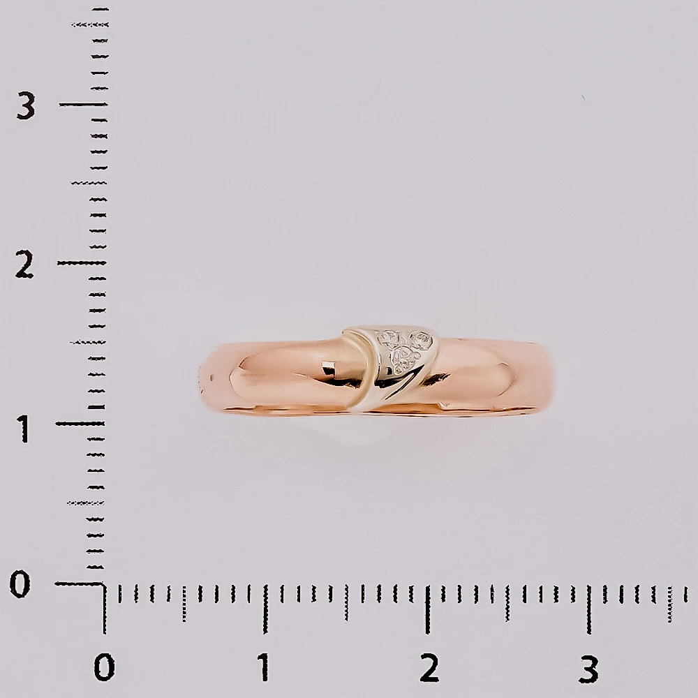 Кольцо обручальное с бриллиантом из красного золота 585 пробы 2