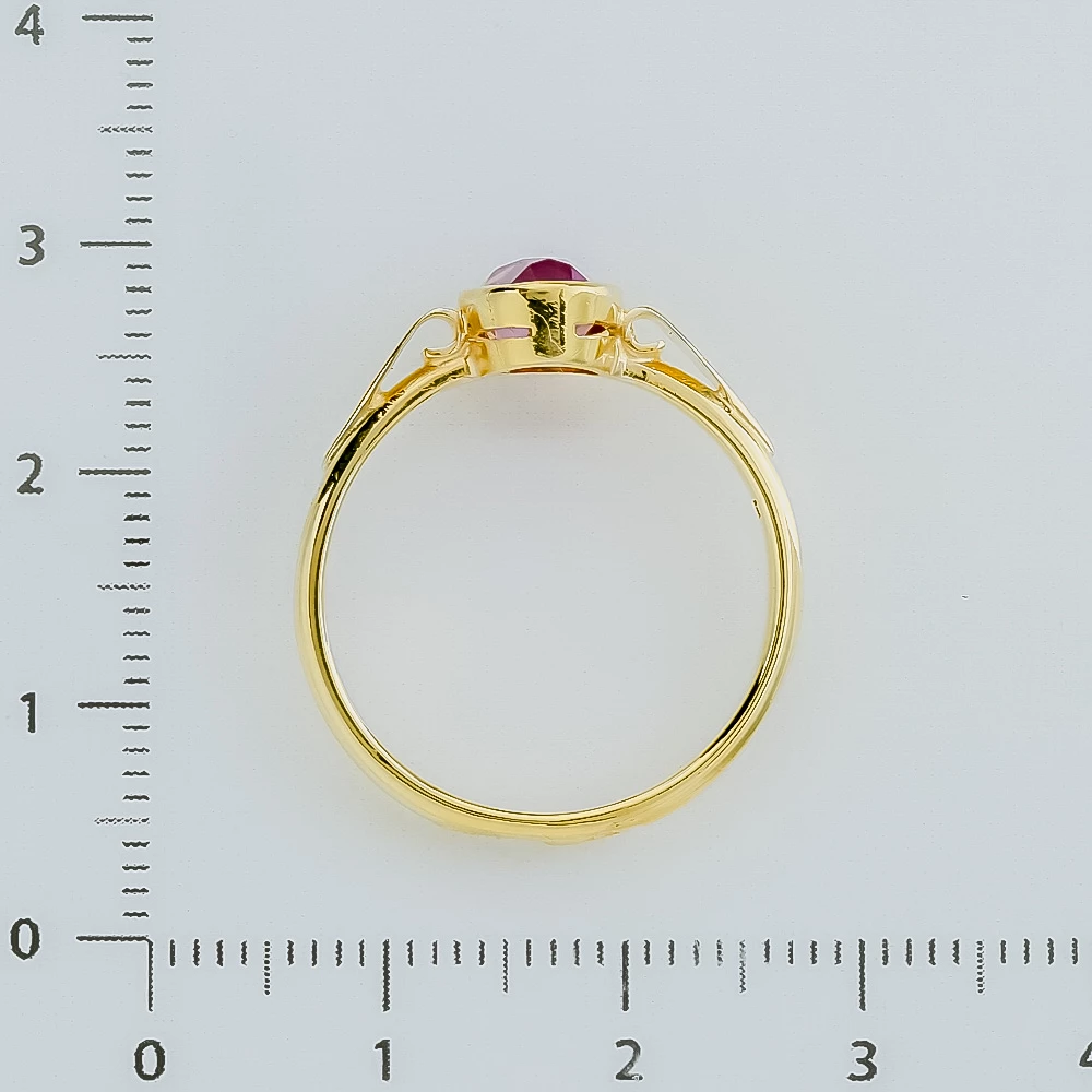 Кольцо с фианитом из желтого золота 750 пробы 3