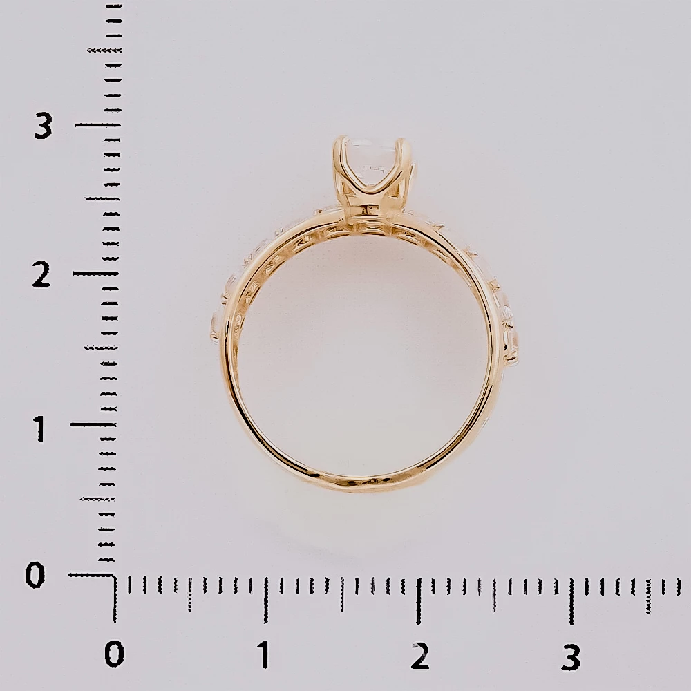 Кольцо с фианитом из желтого золота 585 пробы 3