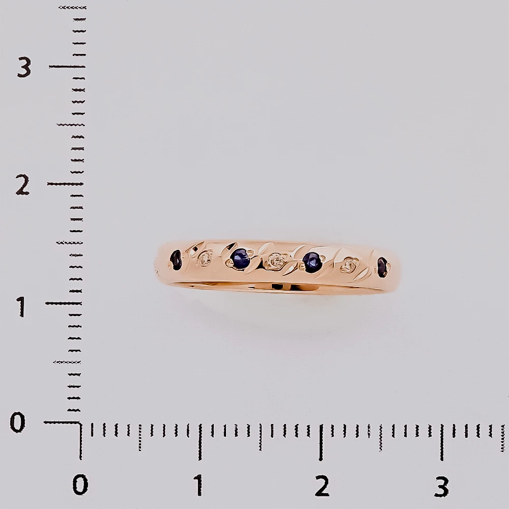 Кольцо обручальное с сапфиром из красного золота 585 пробы 2