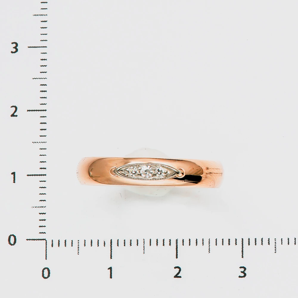 Кольцо обручальное с бриллиантом из красного золота 583 пробы 2