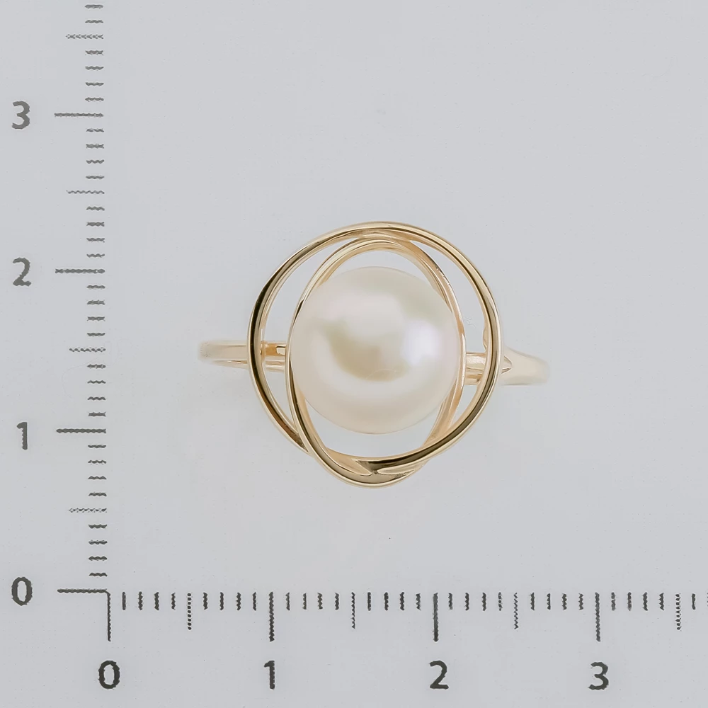 Кольцо с жемчугом из желтого золота 585 пробы 2