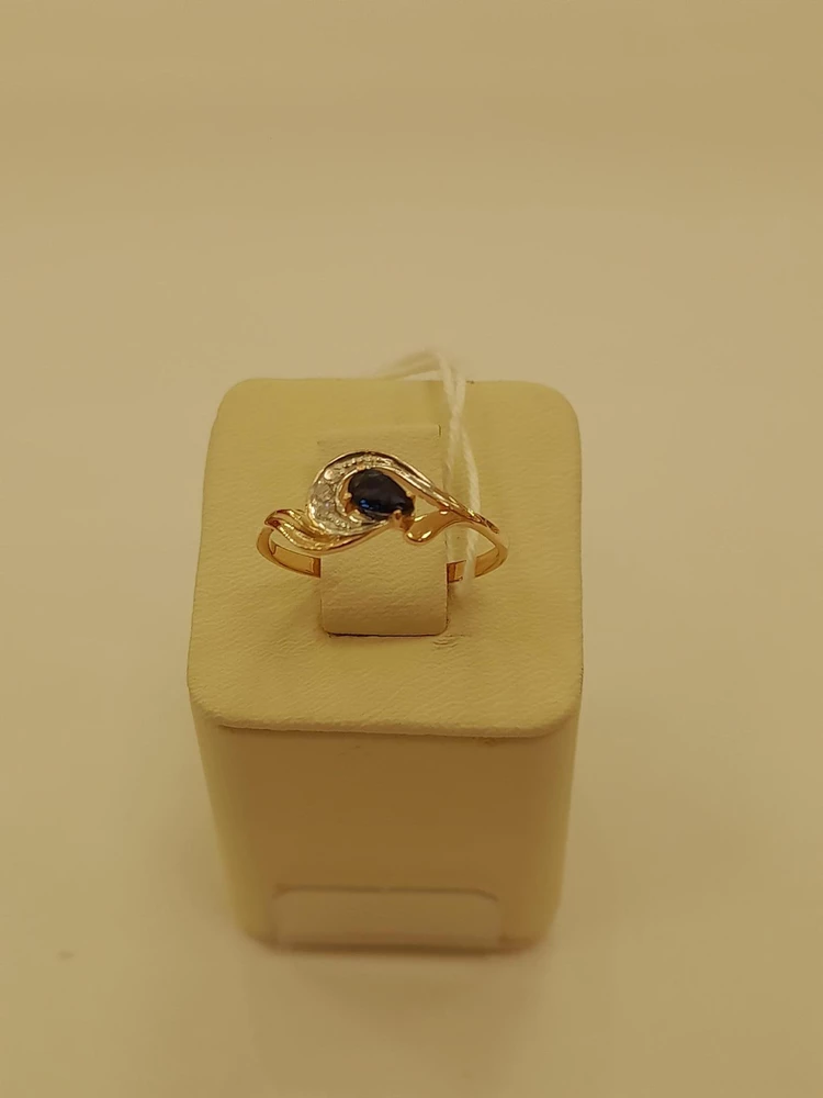 Кольцо с сапфиром из красного золота 585 пробы 1