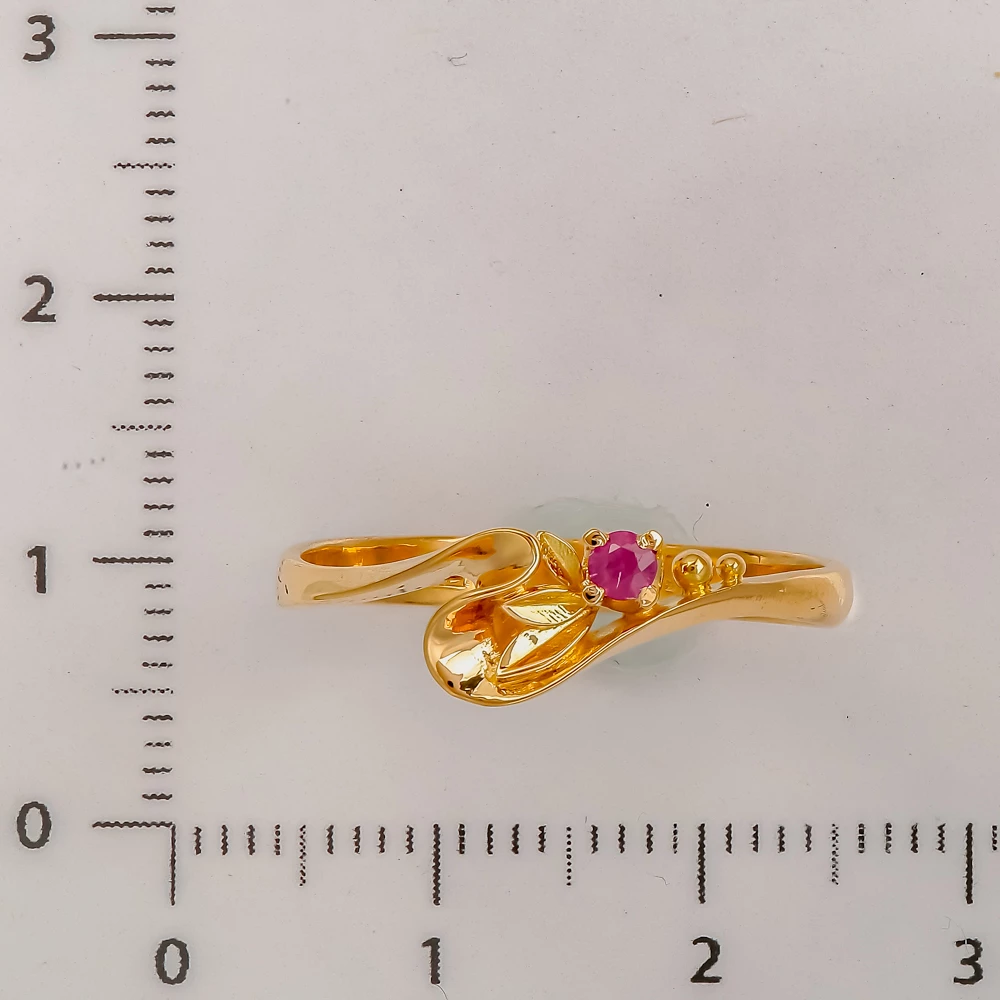 Кольцо с рубином из красного золота 750 пробы 2
