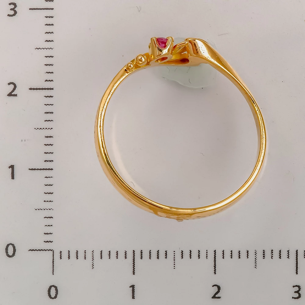 Кольцо с рубином из красного золота 750 пробы 3
