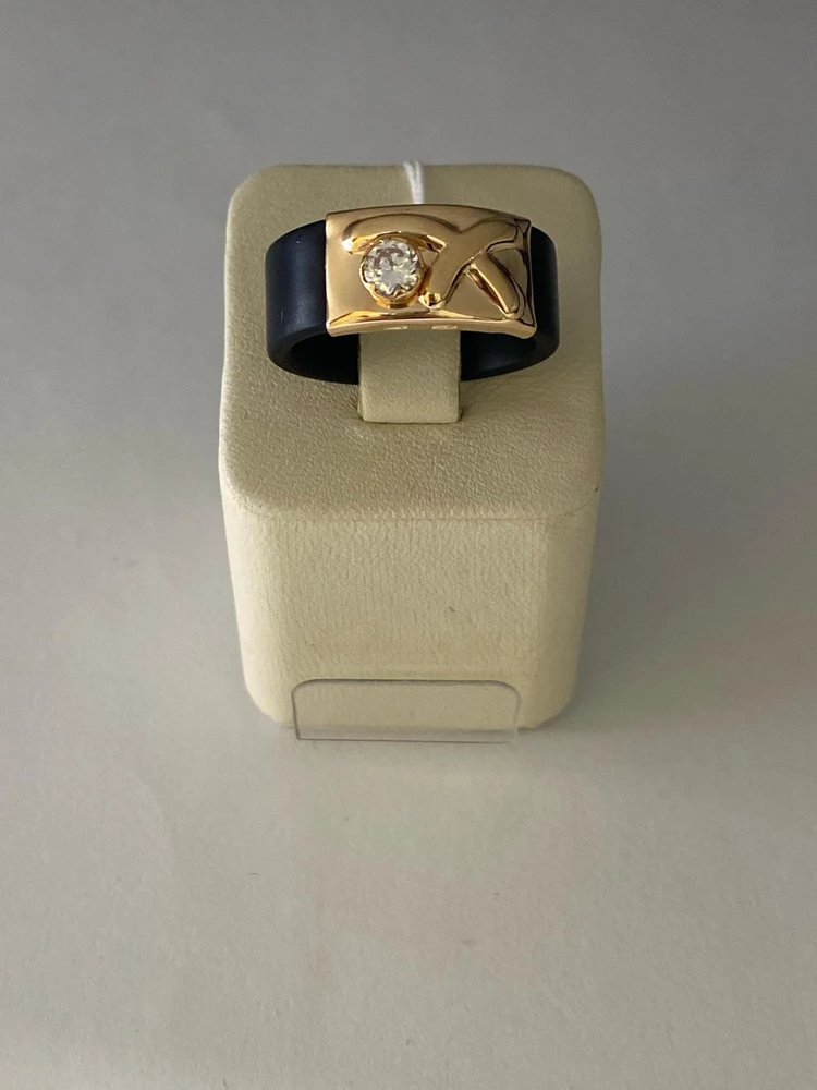 Кольцо с каучуком из красного золота 585 пробы