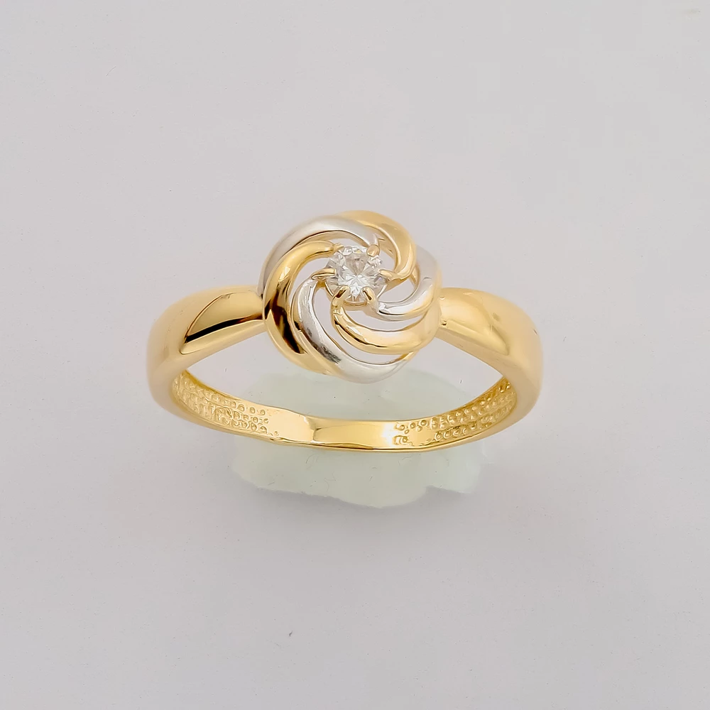 Кольцо с фианитом из желтого золота 585 пробы 1