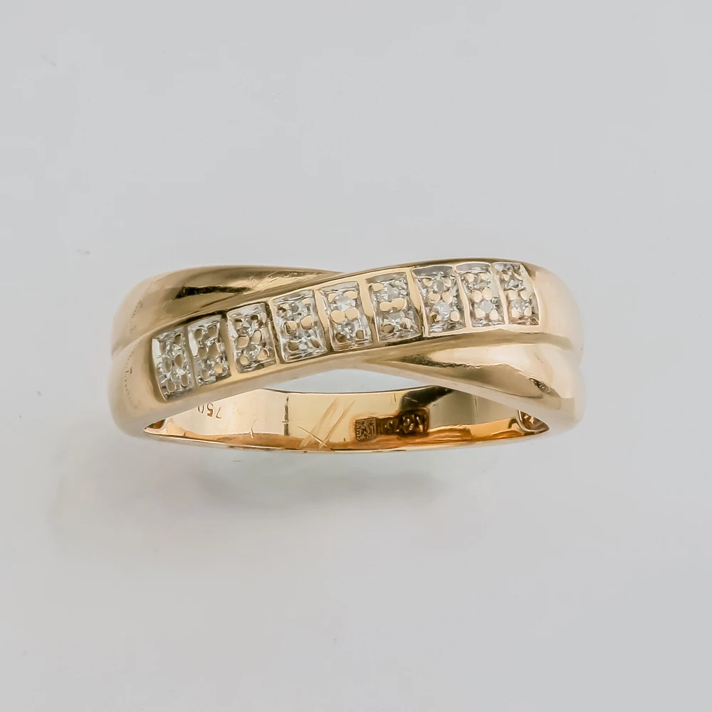 Кольцо с бриллиантом из желтого золота 750 пробы 1