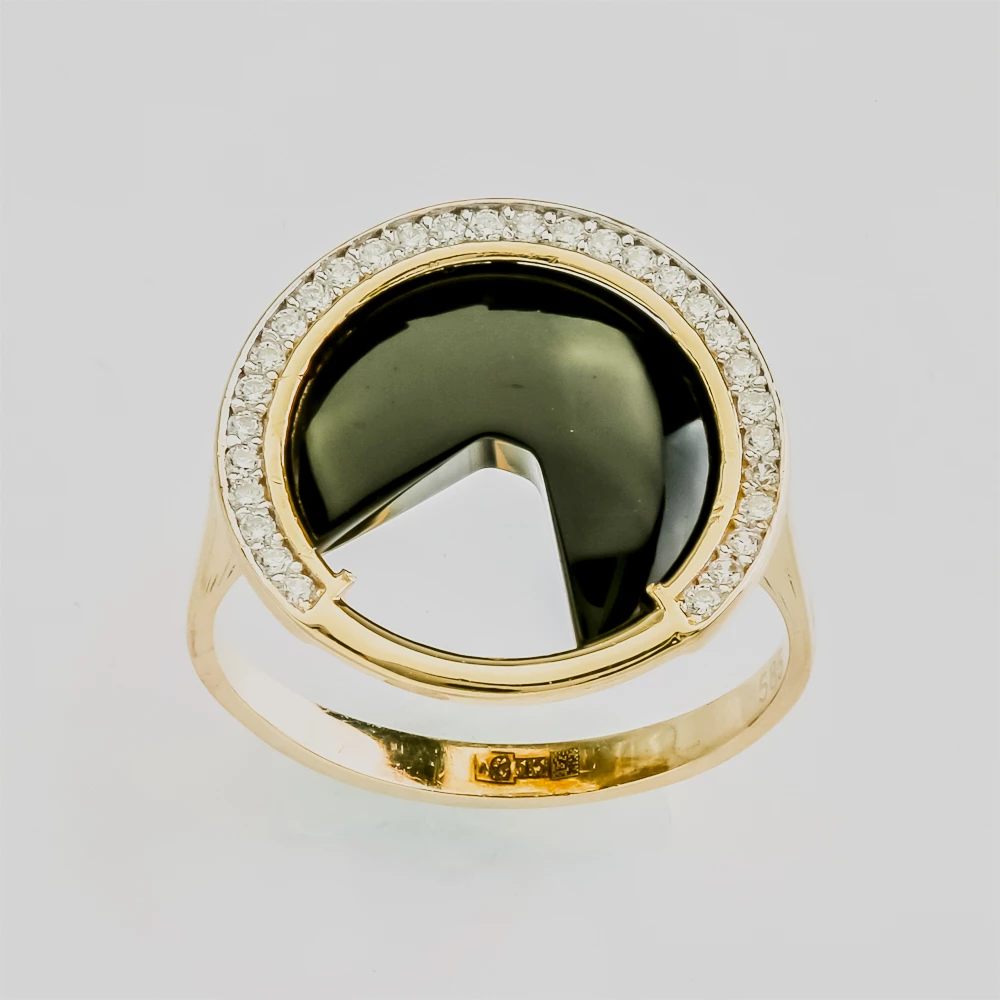 Кольцо с эмалью из красного золота 585 пробы