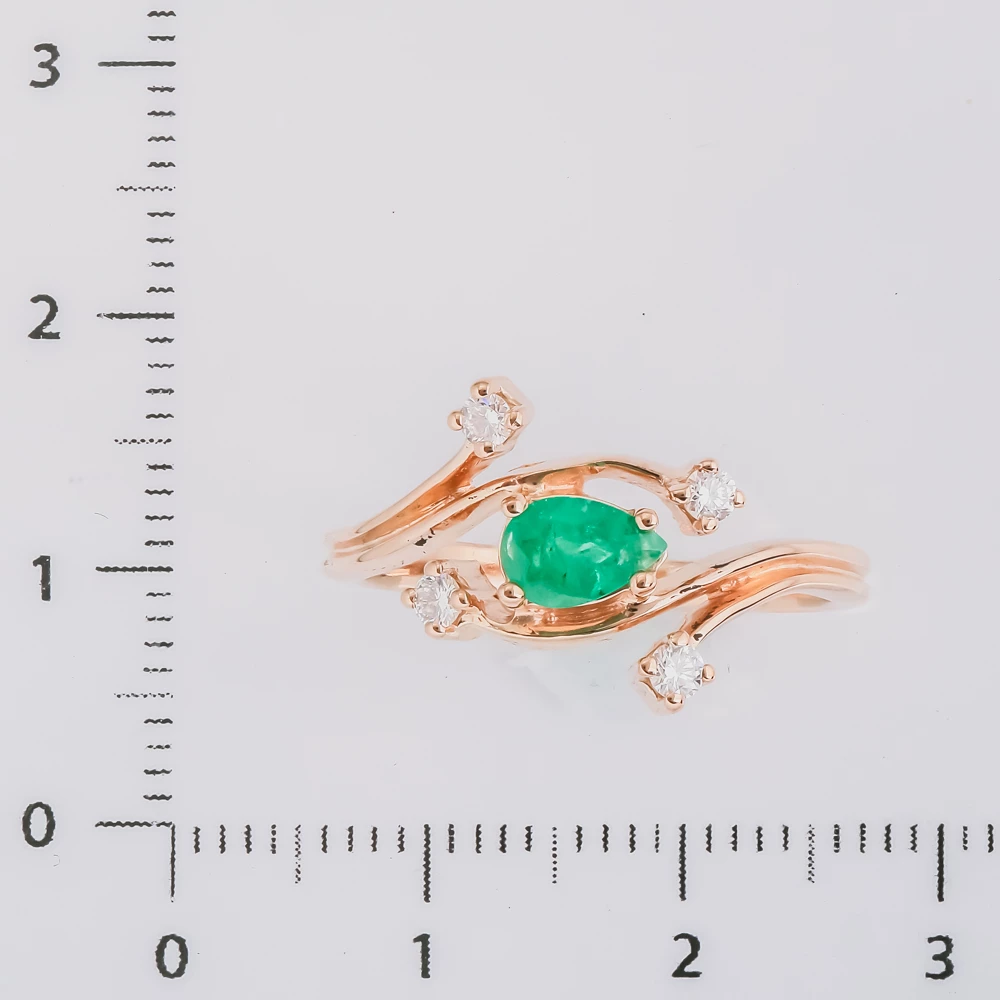 Кольцо с изумрудом из красного золота 585 пробы 2
