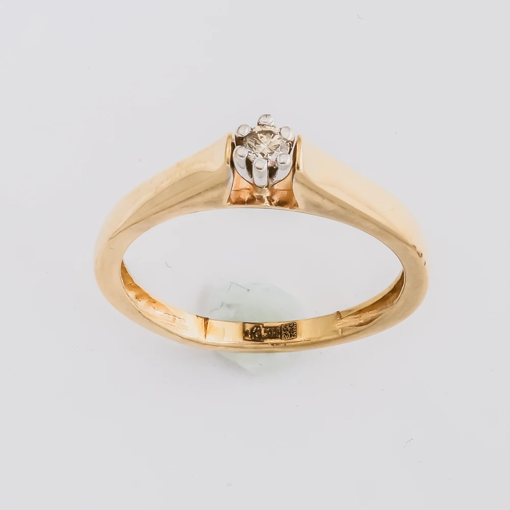 Кольцо с бриллиантом из красного золота 500 пробы 1