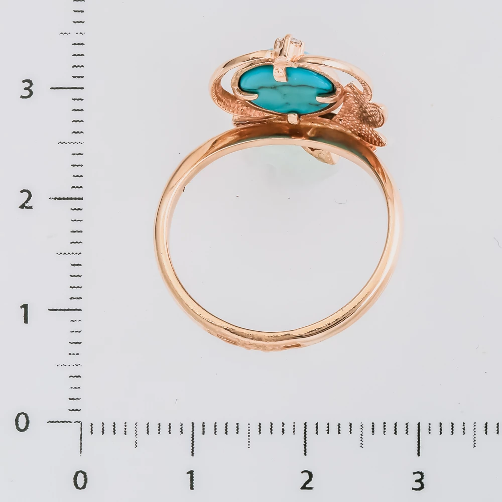 Кольцо с бирюзой из красного золота 585 пробы 3