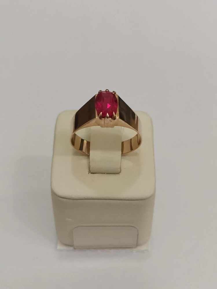 Кольцо с фианитом из красного золота 583 пробы 1