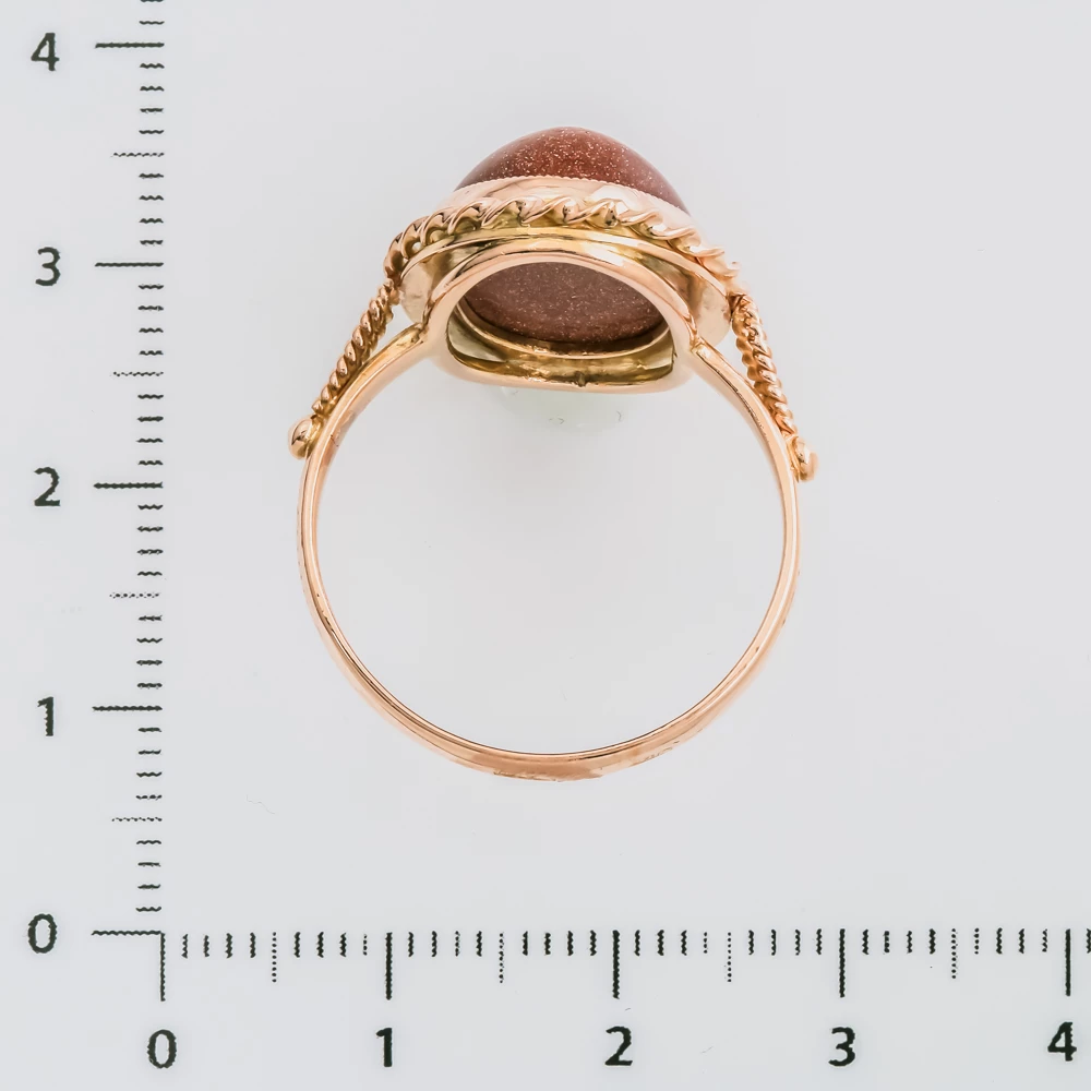 Кольцо с авантюрином из красного золота 583 пробы 3