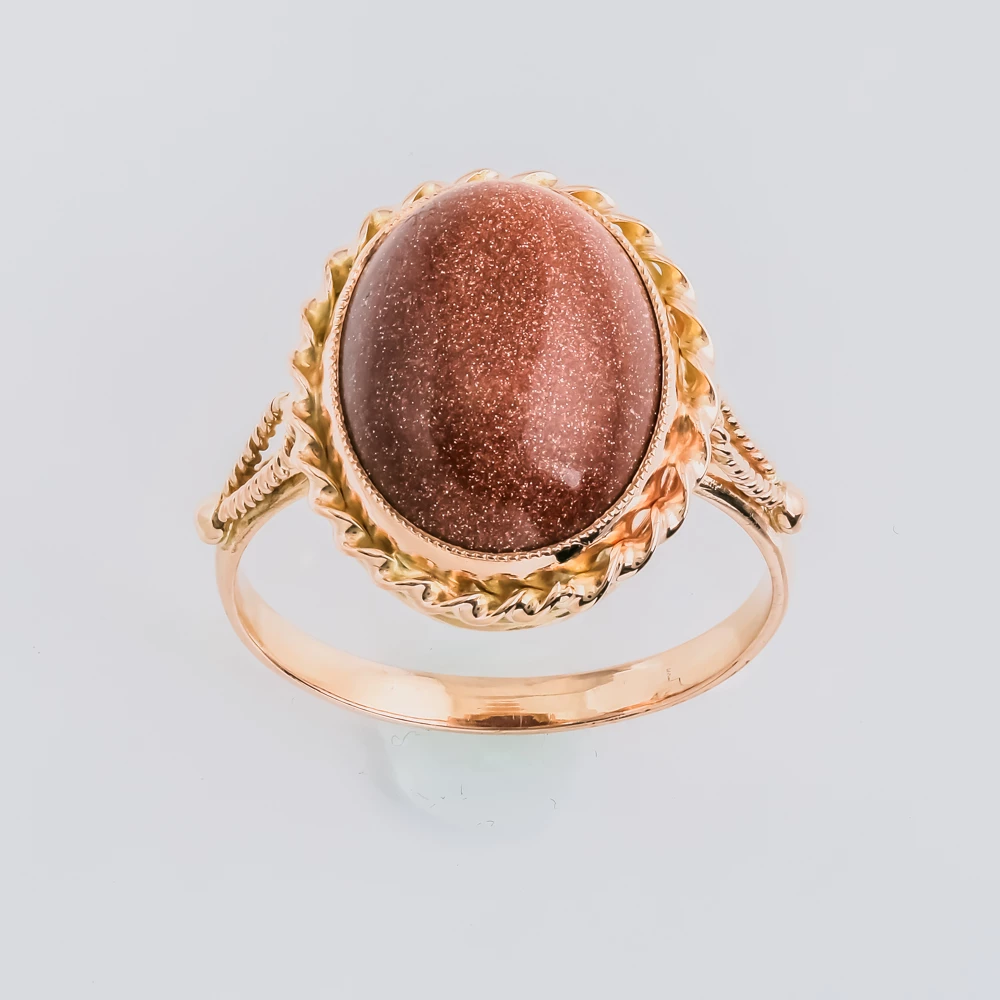 Кольцо с авантюрином из красного золота 583 пробы