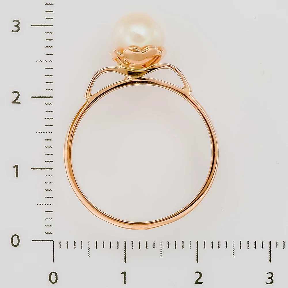 Кольцо с культивированным жемчугом из красного золота 583 пробы 3