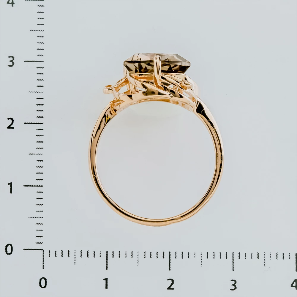 Кольцо с раух-топазом из красного золота 585 пробы 3
