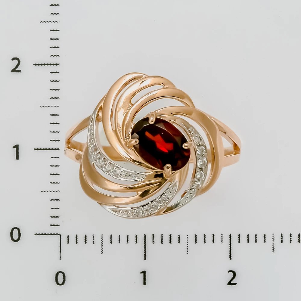 Кольцо с гранатом из красного золота 585 пробы 2