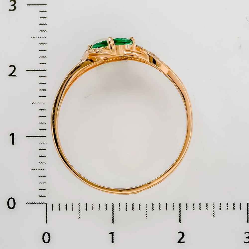 Кольцо с изумрудом синтетическим из красного золота 585 пробы 3