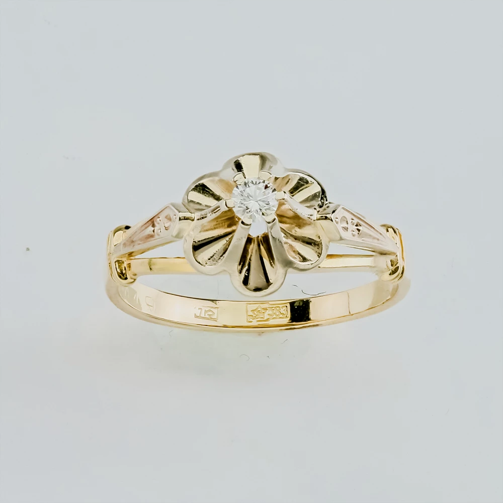Кольцо с бриллиантом из желтого золота 583 пробы