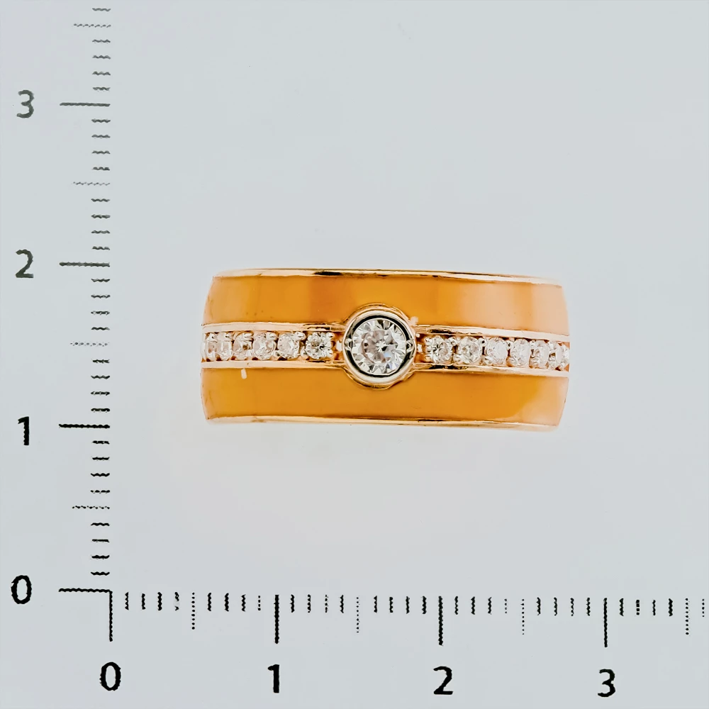 Кольцо с эмалью из красного золота 585 пробы 2