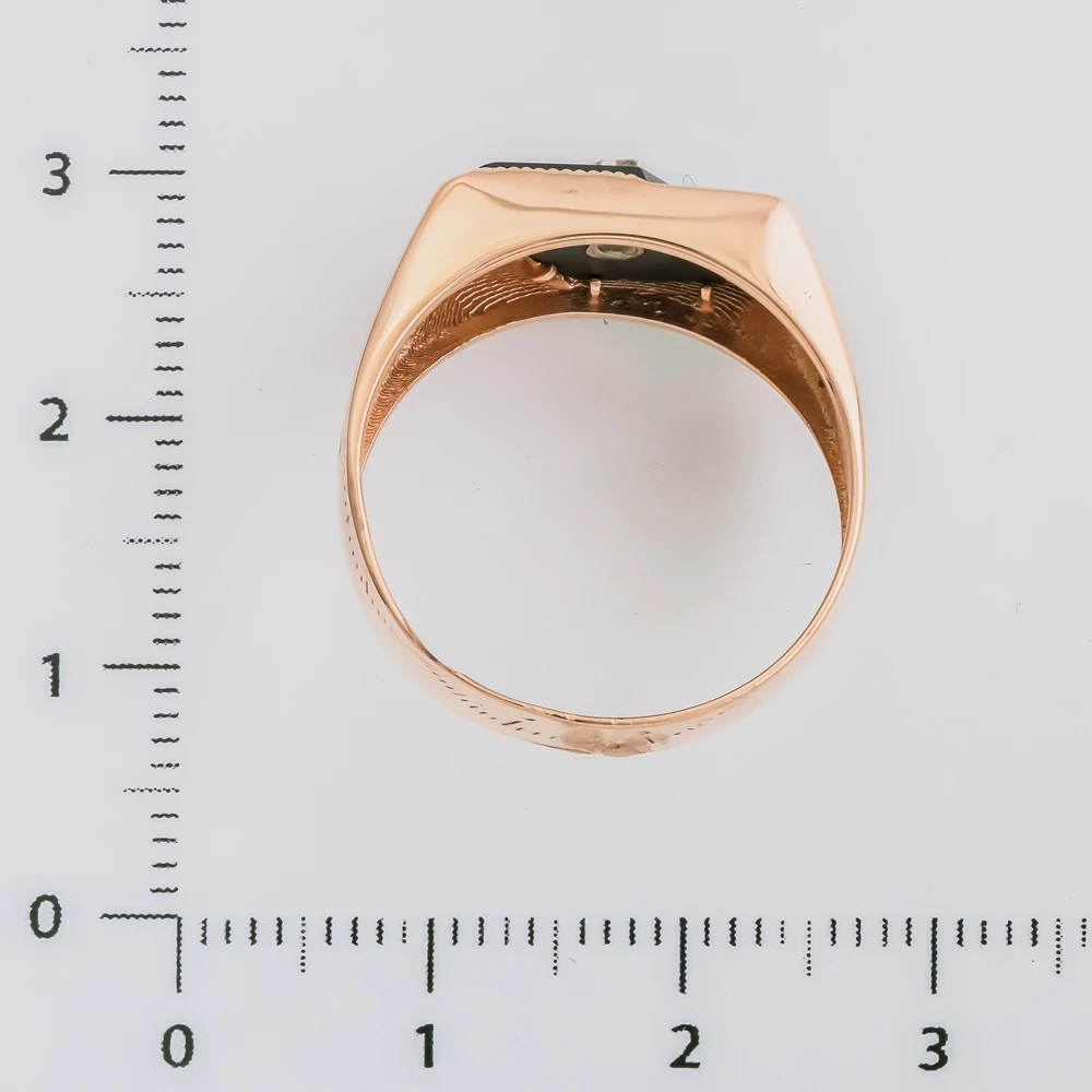 Кольцо с керамикой из красного золота 585 пробы 3