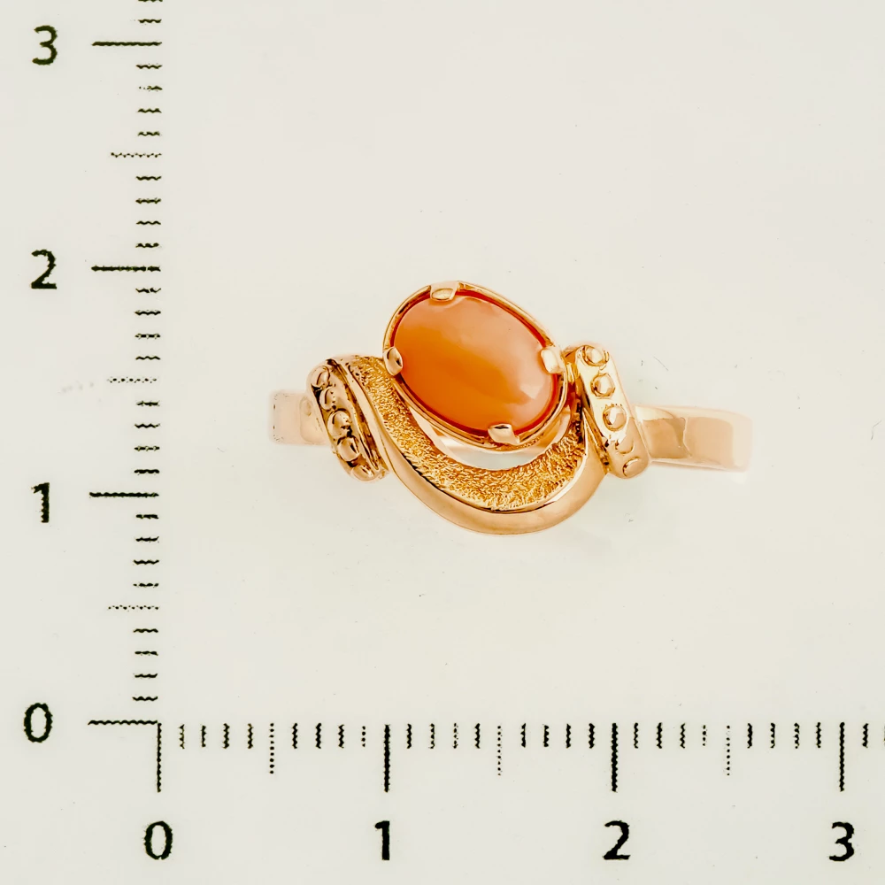 Кольцо с кораллом из красного золота 585 пробы 2
