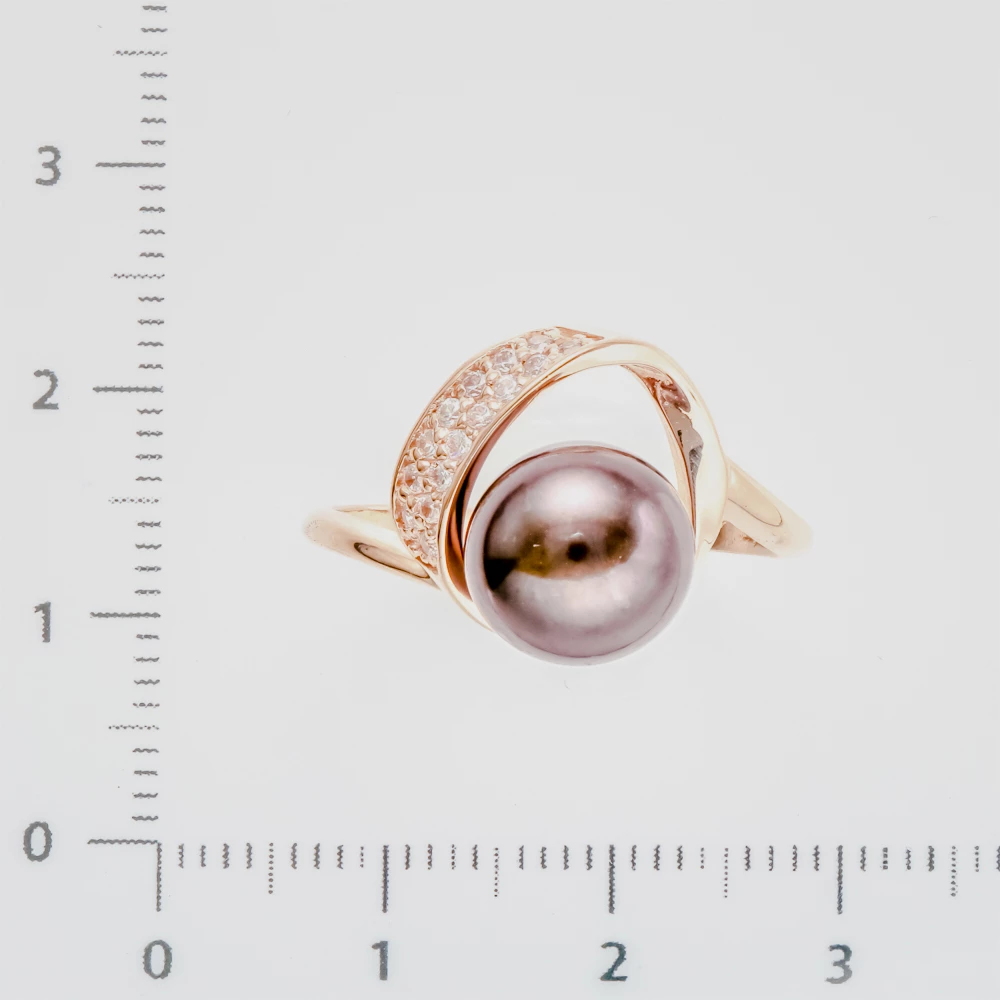 Кольцо с культивированным жемчугом из красного золота 585 пробы 2