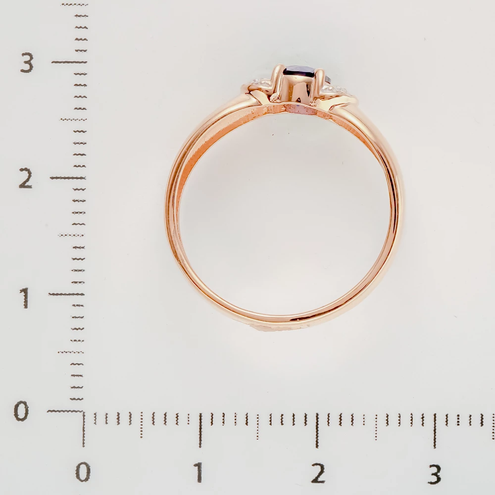 Кольцо с сапфиром синтетическим из красного золота 585 пробы 3