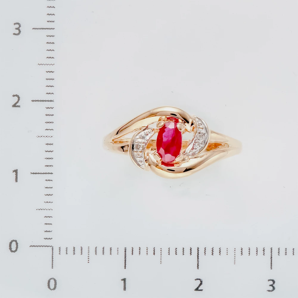 Кольцо с рубином из красного золота 585 пробы 2