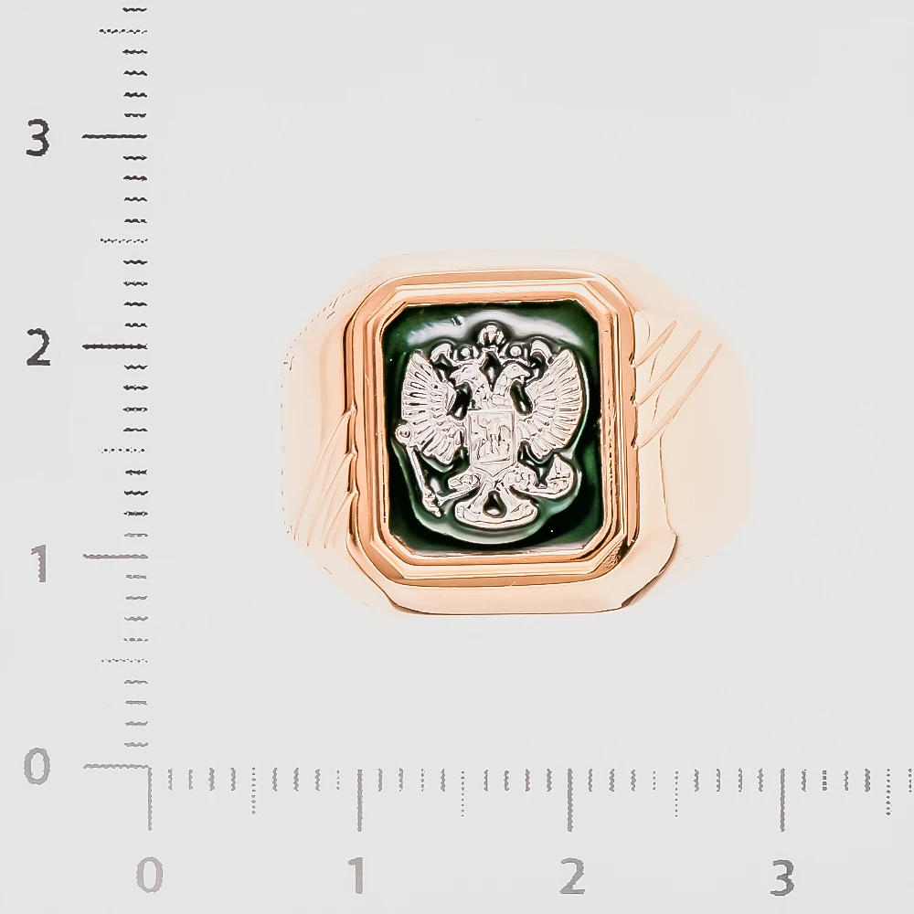 Кольцо с эмалью из красного золота 585 пробы 2