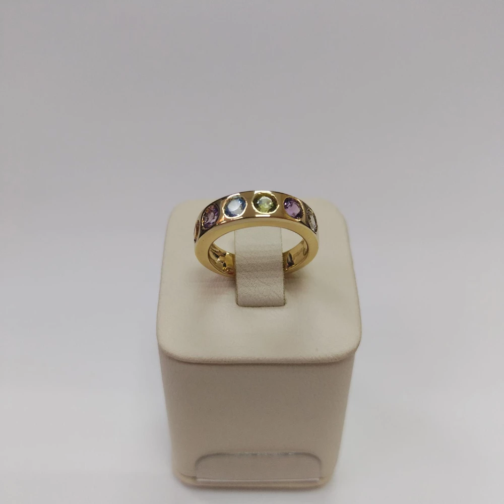 Кольцо с аметистом из желтого золота 750 пробы
