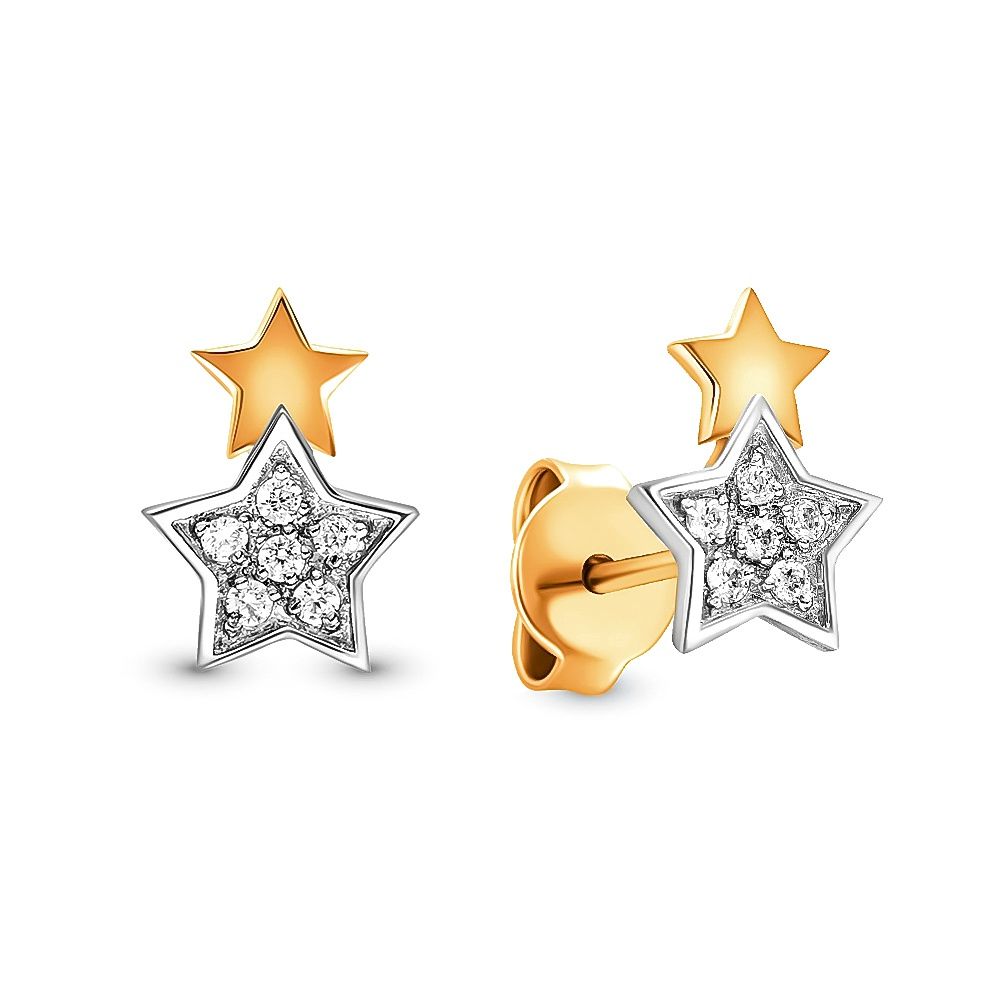 

Серьги с фианитами из красного золота 585 пробы