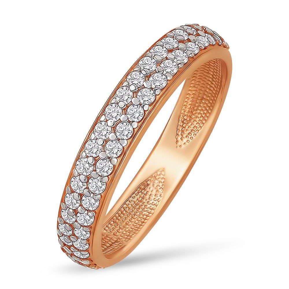 Обручальное золотое кольцо 585 пробы с фианитами