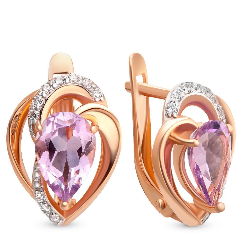 

Серьги с аметистами из красного золота 585 пробы