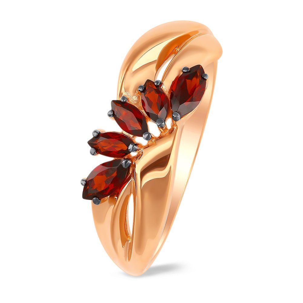 

Кольцо с гранатами из красного золота 585 пробы, размер