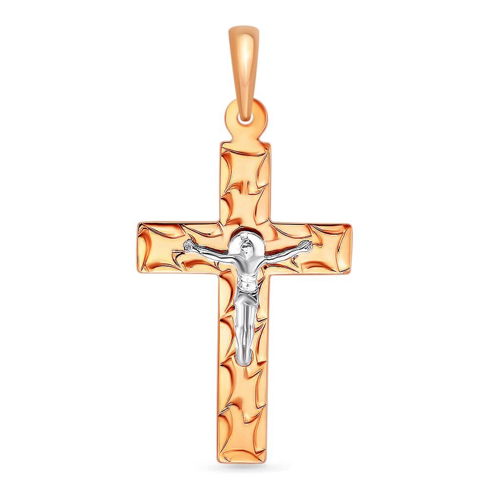 

Крестик из комбинированного золота 585 пробы, размер