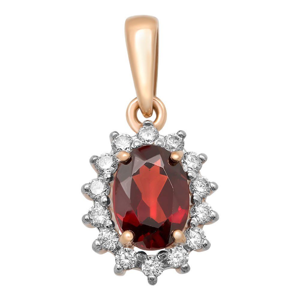 

Подвес с гранатом и фианитами из красного золота 585 пробы