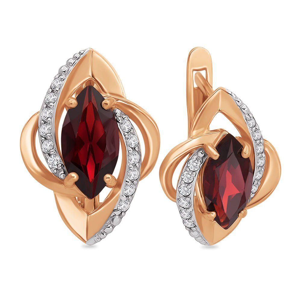 

Серьги с гранатами из красного золота 585 пробы