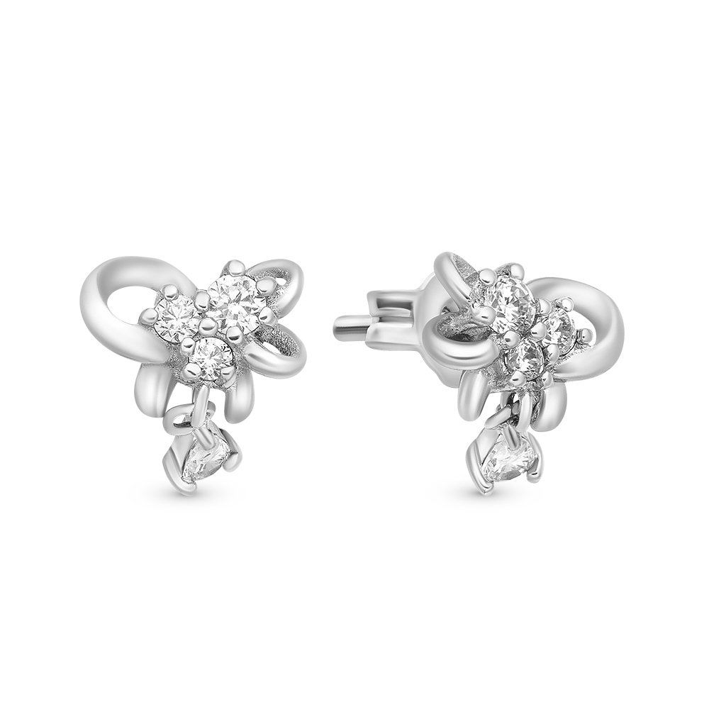 золотые серьги с кубик циркония. сережки 925. серебряные серьги с аметистом в виде цветка. серьги серебро эстет артикул 01с1511119.