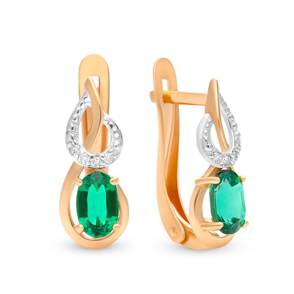 

Серьги с гидротермальным изумрудом и бриллиантами из красного золота 585 пробы