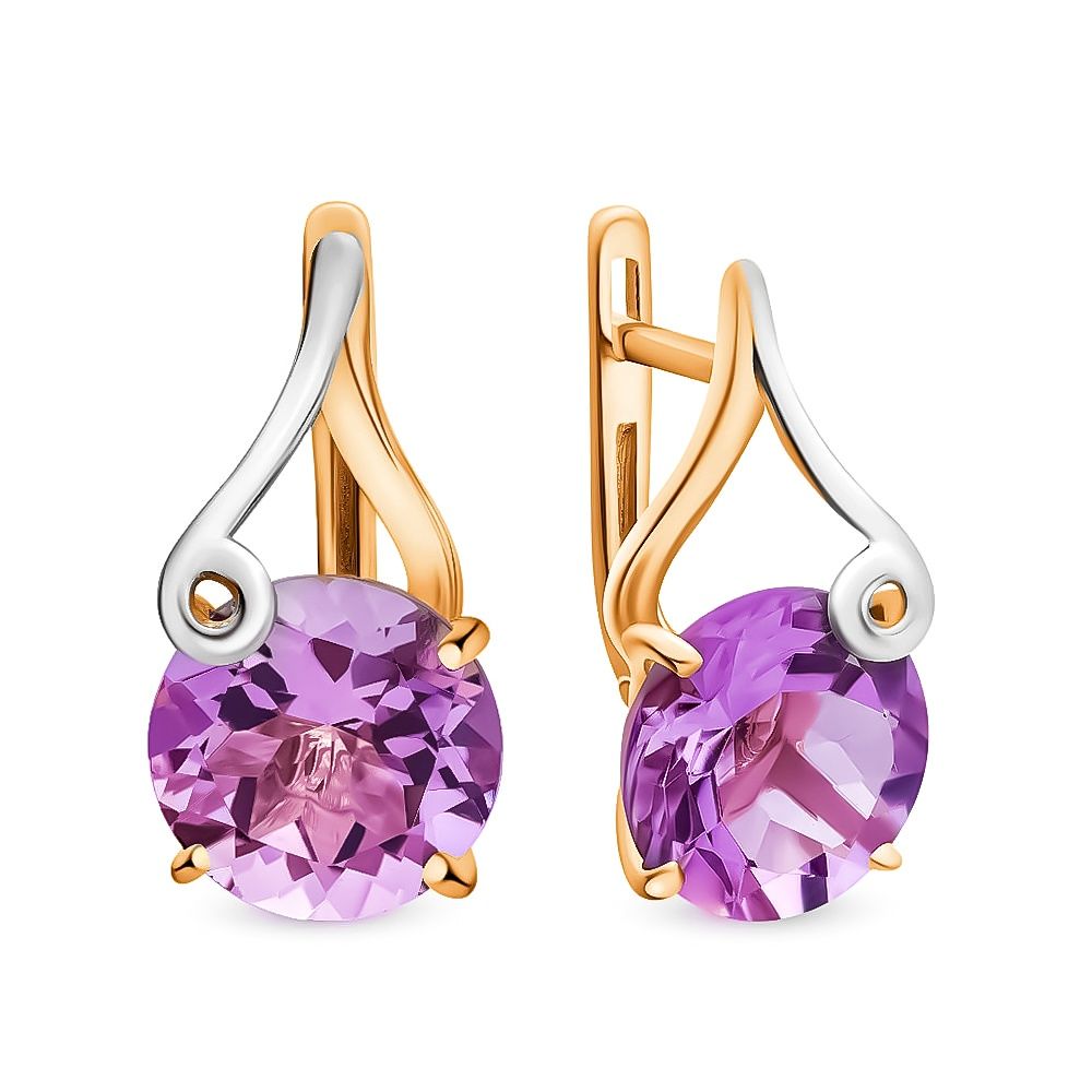 

Серьги с аметистами из красного золота 585 пробы