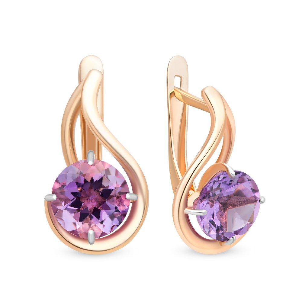 

Золотые серьги с аметистами