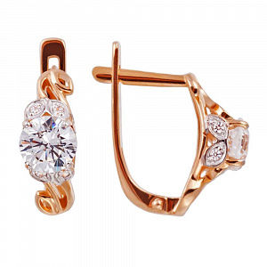 Серьги с кристаллами SWAROVSKI из красного золота 585 пробы Серьги с кристаллами SWAROVSKI из красного золота 585 пробы