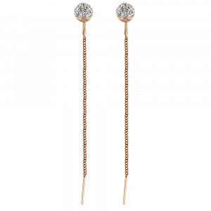 Серьги-продевки с кристаллами SWAROVSKI из красного золота 585 пробы Серьги-продевки с кристаллами SWAROVSKI из красного золота 585 пробы