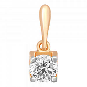 Кулон с одним камнем с кристаллами SWAROVSKI из красного золота 585 пробы Кулон с одним камнем с кристаллами SWAROVSKI из красного золота 585 пробы